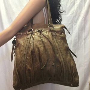 Junior Drake Large Green Leather Bag Tote